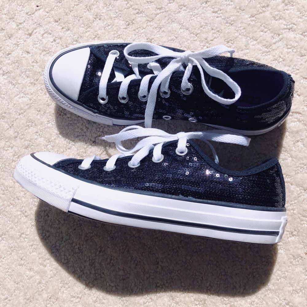 Black Sequined Converse All Stars | Women’s Size 6